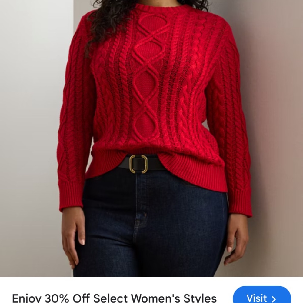 Ralph Lauren Vibrant Red Cable Knit Sweater